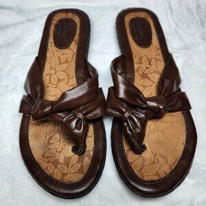 b.o.c. Brown Leather Cork Footbed Sandals - Size 8